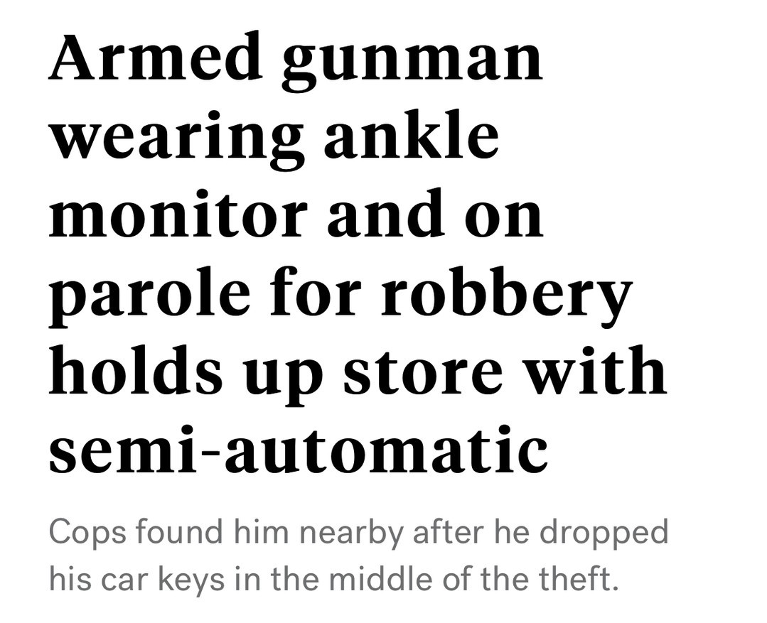 A criminal on parole for robbery robs a Culver City store at gunpoint while wearing an ankle monitor. This is George Gascon's Los Angeles.
#RecallDAGeorgeGascon