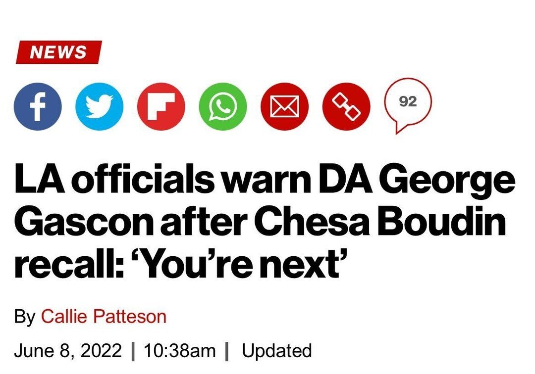 San Francisco voters just recalled their pro-criminal DA, Chesa Boudin. 

For George Gascon to face the same fate, we must submit 567k signatures by July 6.

Sign the petition TODAY
#RecallDAGeorgeGascon